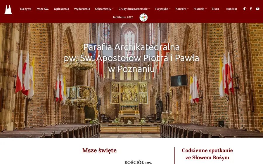 Zrzut ekranu strony Katedry Poznańskiej